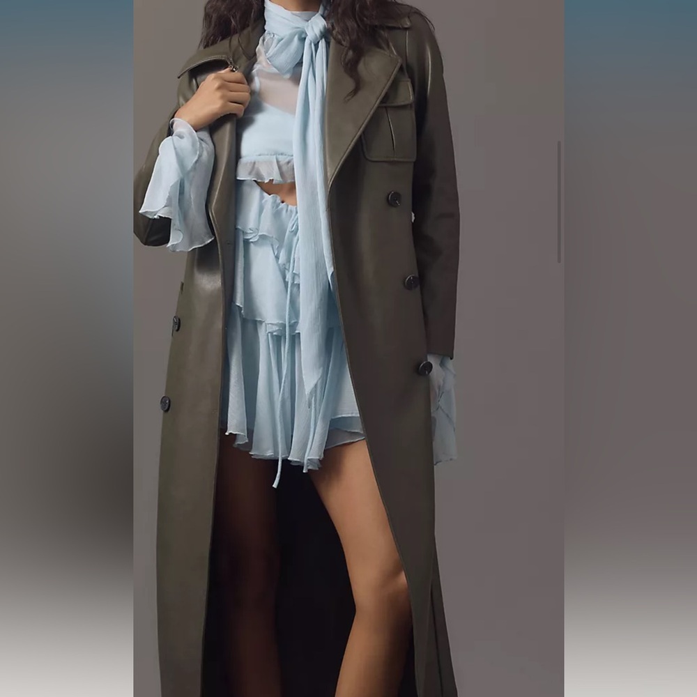 Avec Les Filles Olive Double-Breasted Trench Coat - Picture 3 of 4